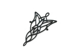 Black Flower Charm, 4 Oxidized Black Brass Flower Shape Charms With 1 Loop, Charm Pendants (42x23x0.60mm) SMP0430 SY0401