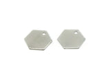 Silver Honeycomb Charm, 12 Silver Tone Hexagon Stamping Blank Tag Charms (12.5x0.60mm) A0906