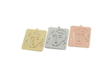 Customized Geometric Charm, For Jewelry Making Brass/Steel/Copper Rectangle Face Charm With 1 Loop, Personalized Jewelry (32x24mm) SMP3189