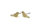 Brass Bird Earring, 8 Raw Brass Bird Stud Earrings (5x12x1.2mm) SMP3287