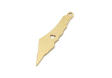 Brass Palestine Charm, 12 Raw Brass Palestine Map Charms With 1 Loop, Findings (34x9x0.80mm) SMP3030