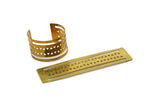 Bohemian Bracelet, Raw Brass Triangle Cuff Bracelet Bangles with Two Stripes (40x152x0.80mm) V015