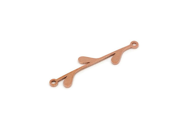 Copper Branch Charm, 24 Raw Copper Leaf Charms With 2 Loops, Leaf Earrings (29x7x0.80mm) SMP2912