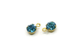 Brass Bead, 8 Aquamarine Crystal Rhinestone Beads Brass Setting for SS24 - 5.3mm SS24 S406 Y120