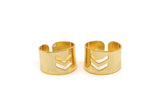Gold Chevron Ring, Gold Plated Brass Adjustable Double Chevron Ring (19mm) A0885 Q0316