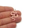 Copper Moon Charm, 2 Pieces Raw Copper Crescent Moon And Snake Shaped Charms With 1 Loop (40x22x0.80mm) SMP2865