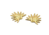 Brass Sun Earring, 2 Raw Brass Sunshine Stud Earrings - Pad Size 6mm N0707