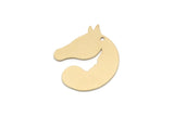 Brass Horse Charm, 6 Raw Brass Horse Charms With 1 Hole, For Jewelry Making (27x24x0.60mm) SMP2996