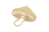 Brass Mushroom Charm, 4 Raw Brass Mushroom Charms With 1 Loop, Charm Earrings (40x40x0.60mm) SMP2930
