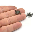 Black Sun Charm, 12 Oxidized Black Brass Moon And Sun Charms With 2 Loops, Connectors (20x16x0.60mm) A3195 H0076