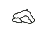 Black Cloud Charm, 4 Oxidized Black Brass Cloud Shaped Charms With 1 Loop, Earring Charms (21x25x0.80mm) SMP0458 SY0361