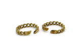 Brass Adjustable Ring, 4 Raw Brass Chain Shaped Adjustable Rings (17mm) SY0138