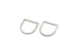 D Shape Rings, 24 Silver Tone D Shape Charms, Connectors, Geometric Findings (13x13x1mm) A5917