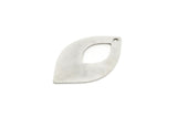 Silver Marquise Charm, 6 Antique Silver Plated Brass Oval Shaped Charms With 1 Hole (26.5x16x0.60mm) A5659