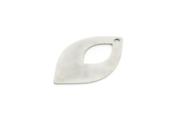 Silver Marquise Charm, 6 Antique Silver Plated Brass Oval Shaped Charms With 1 Hole (26.5x16x0.60mm) A5659