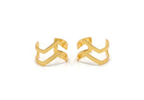 Double Chevron Ring, 3 Gold Plated Double Chevron Adjustable Rings Settings (16x17mm) 23 Gauge Mn03 Q0311