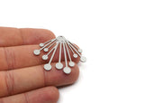 Steel Fringed Charm, 2 Pieces Stainless Steel Fringed Shaped Charms With 1 Hole (34x41x0.80mm) SMP2834