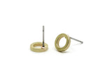 Brass Circle Earring, 8 Raw Brass Circle Stud Earrings (8x1.5mm) SY0153 KAYNAK