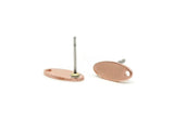 Copper Oval Earring, 8 Raw Copper Oval Stud Earrings With 1 Hole (12x5x0.80mm) M02111