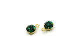 Brass Bead, 8 Emerald Crystal Rhinestone Beads Brass Setting for SS24 - 5.3mm SS24 S406 Y241