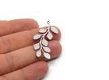 Steel Branch Charm, 2 Pieces Stainless Steel Leaf Charms With 1 Loop, Leaf Earrings (45x21x0.80mm) SMP2822