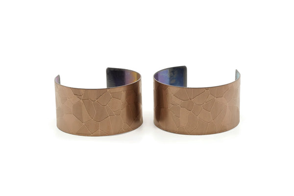 Steel Textured Cuff - Stainless Steel Textured Cuff Bracelet Bangles (35x156x0.80mm) Brc125