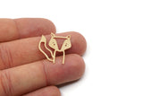 Brass Fox Charm, 6 Raw Brass Fox Charms, Findings (25x21x0.60mm) SMP2970