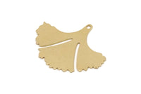 Brass Leaf Charm, 6 Raw Brass Ginkgo Leaf Charms With 1 Loop, Charm Pendants (24x30x0.60mm) SMP2756