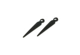 Black Spike Charm, 50 Oxidized Black Brass Spike Charms With 1 Loop (17x3mm) A0266