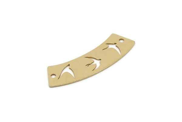 Necklace Part Bars, 10 Raw Brass Bird Pattern Connectors With 2 Holes, Earring Findings (30x10x0.60mm) SMP2785