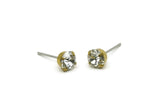 Brass Stud Earrings, 8 Crystal Rhinestone Beads Brass Stud Earrings Brass Setting for SS24 - 5.3mm SS24 D1302