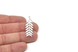 Silver Leaf Charm, 6 Antique Silver Plated Brass Ear Of Wheat Charms With 1 Loop, Charm Pendants (43x13x0.60mm) A3238