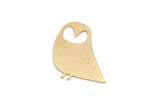 Brass Bird Charm, 6 Raw Brass Owl Shaped Charms, Blank Findings (25x23x0.60mm) SMP2935