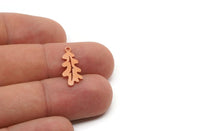 Copper Leaf Charm, 4 Pieces Raw Copper Flower Charms With 1 Loop, Findings (20x8x0.80mm) SMP2800