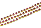 Rhinestone Chain, 1 Meter Rose Crystal Rhinestone Chain With Brass Frame (6mm) Z066
