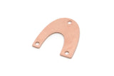 U Shaped Charm, 6 Raw Copper U Shaped Charms With 3 Holes, Findings (20x19x0.80mm) SMP2899