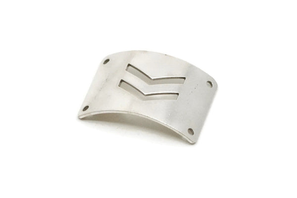 Silver Bracelet Blank, 4 Antique Silver Plated Brass Bracelet Blanks With Chevrons With 4 Holes (28x20x0.80mm) Brass 2821-1 B0050