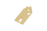 Brass House Charm, 6 Raw Brass House Shaped Charms With 1 Hole, Earrings, Findings (30x14x0.60mm) SMP2752