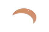 Copper Moon Charm, 6 Raw Copper Crescent Moon Charms With 1 Hole, Findings (25x6.5x0.80mm) SMP2908