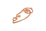 Copper Face Charm, 4 Raw Copper Face Charms With 1 Loop, Pendants, Earring Findings (40.5x15.5x0.80mm) SMP2788