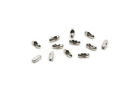 Ball Chain Connector, 50 Antique Silver Plated Brass Ball Chain Connector Clasps For 0.80 To 1mm Ball Chain, Findings (5x2mm)  BS 2355