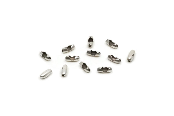 Ball Chain Connector, 50 Antique Silver Plated Brass Ball Chain Connector Clasps For 0.80 To 1mm Ball Chain, Findings (5x2mm)  BS 2355