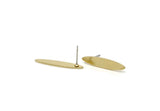 Brass Oval Earring, 6 Raw Brass Tiny Oval Shaped Stud Earrings (27x5x0.80mm) SMP3275 - KAYNAKLI