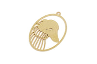 Brass Oval Charm, 4 Raw Brass Dog Charms With 1 Loop, Animal Jewelry, Findings (30x21x0.60mm) SMP2709