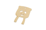 Brass Bear Charm, 6 Raw Brass Bear Shaped Charms With 1 Hole, Findings (25x17x0.60mm) SMP2967