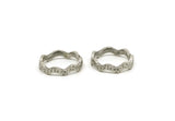Silver Wavy Ring, 2 Antique Silver Plated Wavy Ring (17.5mm) N0357 H0142