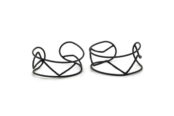 Black Boho Cuff, Oxidized Black Brass Wire Bracelet Bangle Brc148