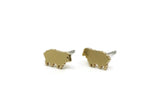 Brass Sheep Earring, 8 Raw Brass Sheep Stud Earrings (5x10x1.2mm) A5841