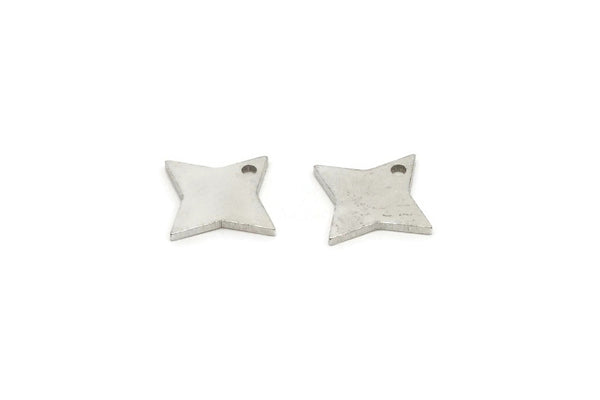 Silver Star Charm, 12 Antique Silver Plated Brass Star Charms With 1 Hole, Charm Pendants (14x10x1mm) A5593