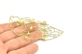 Brass Earring Charm, 6 Raw Brass Ethnic Motif Earring With 1 Loop Charms Pendants, Findings (68x41mm) E573